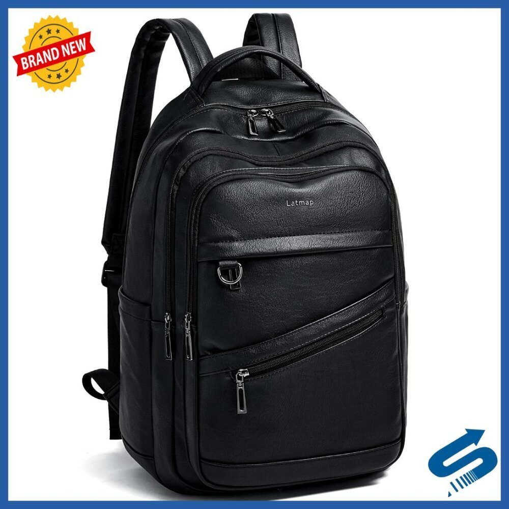 Vegan Leather Backpack Travel Carry-on Laptop Bookbag Work College Spacious